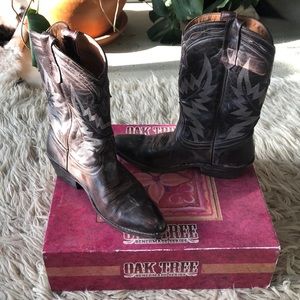 Oak Tree handmade brown leather cowboy boots